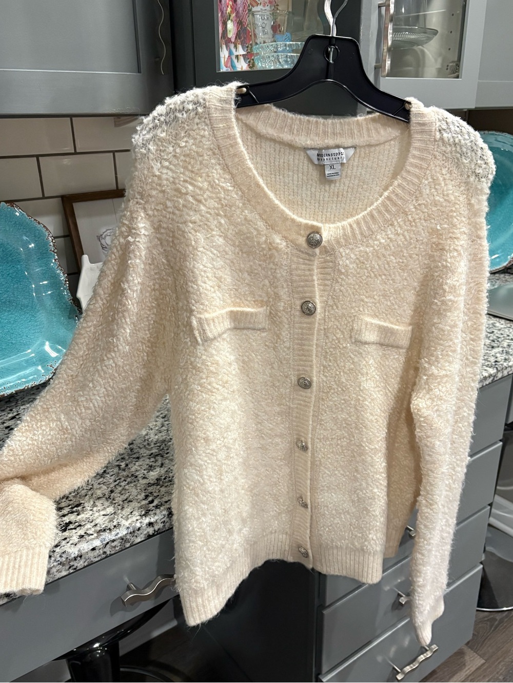Soft Cream Button-Front Women’s Sweater Cardigan